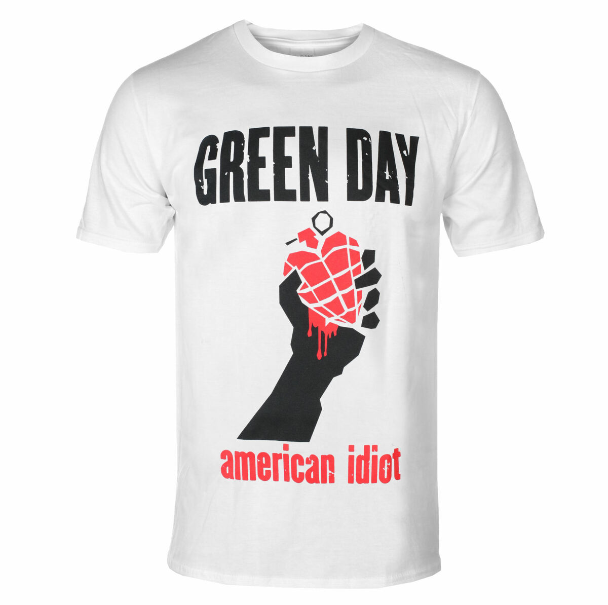 Heren T-shirt GREEN DAY - AMERICAN IDIOT HART - WIT - PLASTIC HEAD XXL