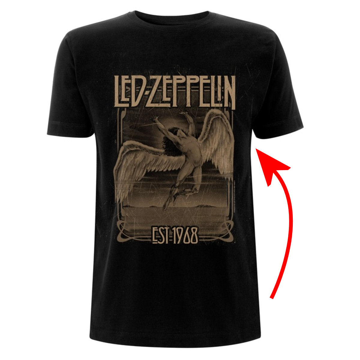 Heren T-shirt Led Zeppelin - Faded Falling - Zwart - BESCHADIGD M